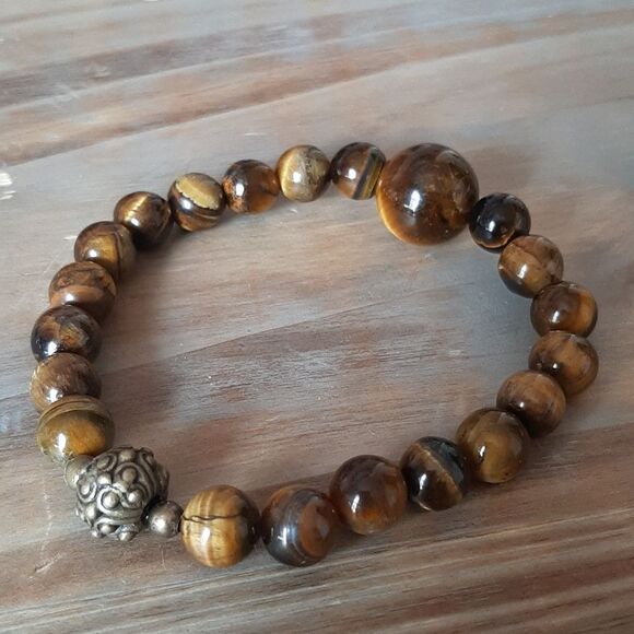 Tiger Eye Beaded Stretch Bracelet - Picture 4 of 4